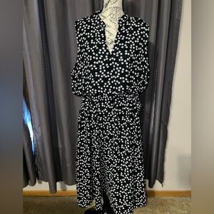 NWT Anne Klein Black Floral Midi Dress Size XL